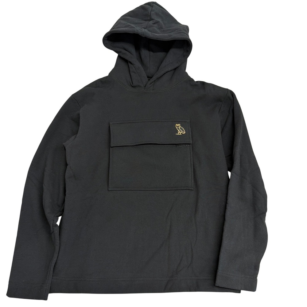 OVO Octobers Very Own Mens Black Cargo Pocket Owl Logo Hoodie Medium Canada